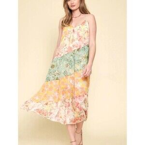 Mystree Floral Patchwork Midi Dress size small